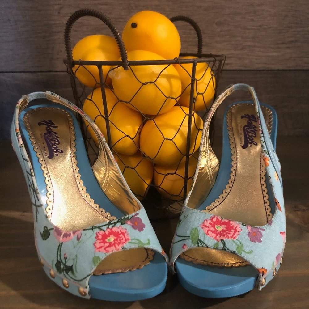 NWOT! RARE! Hale Bob Floral Peep Toe Heels 5.5